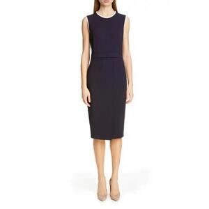 MAX MARA Navy Pink Ivory Sheath Farad Crepe Dress 8